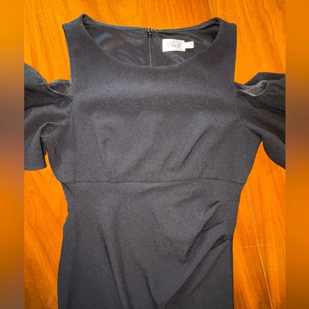 Eliza J Women’s Cold Shoulder Ruffle Sheath Dress Size 14 Black - Picture 4 of 9